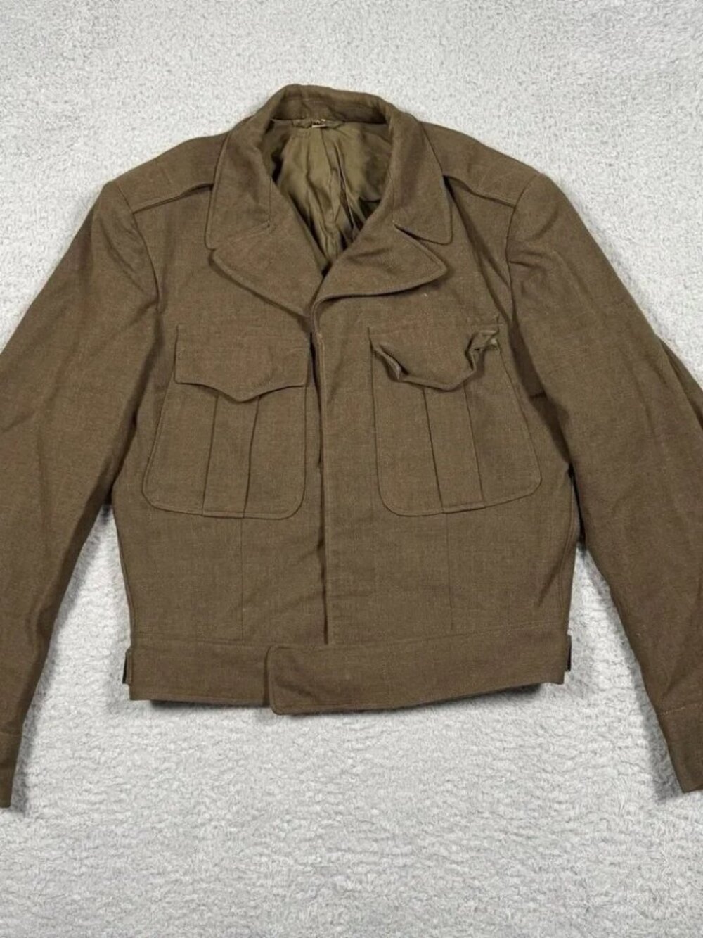 Vintage Franklin Clothes Inc Jacket Mens 34R Green Brown Wool Army Crop 40s